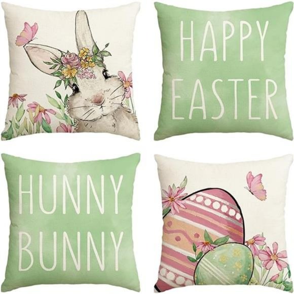 Easter Decorative Throw Pillow Covers Cottage Spring Decor Bunny Accent Cases - Picture 7 of 7